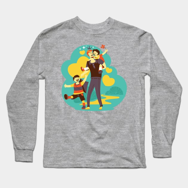 A father and his sons, son and daughter Long Sleeve T-Shirt by Spring Moon